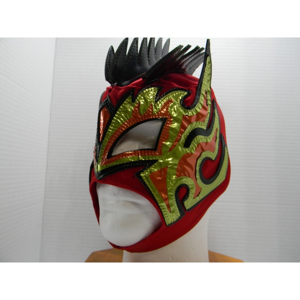 Mexican Lucha Libre Wrestling Mask Red Green Orange Mohawk Adult Made Mexico